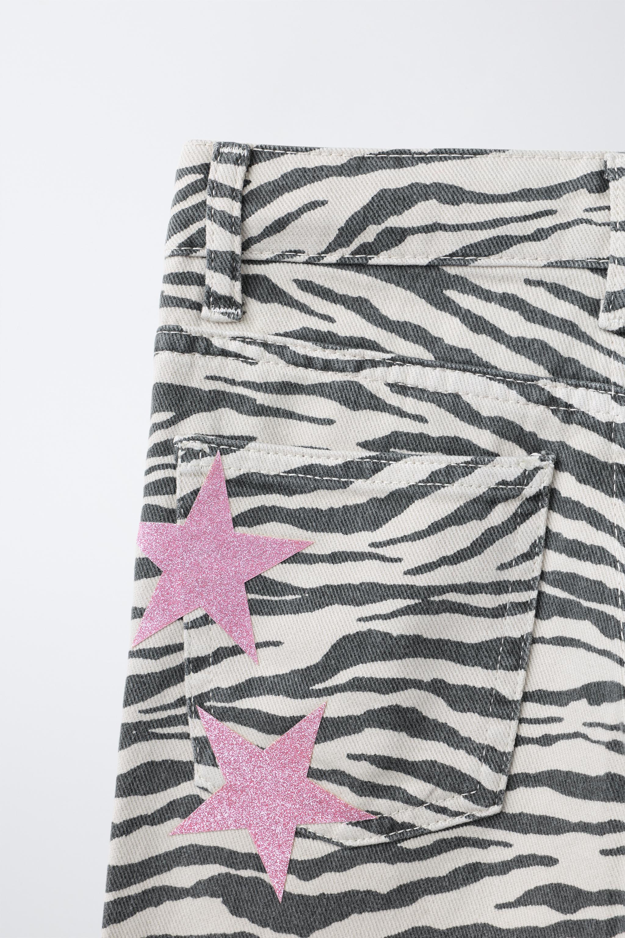 ZEBRA PRINT WIDE LEG JEANS